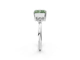 White gold Fancy Green Radiant Cut Diamond Ring with Side Stones and Four-Prong Setting_152