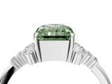 White gold Fancy Green Radiant Cut Diamond Ring with Side Stones and Four-Prong Setting_154