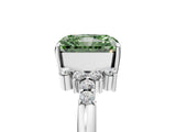 White gold Fancy Green Radiant Cut Diamond Ring with Side Stones and Four-Prong Setting_155
