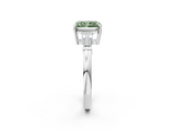 White gold Fancy Green Radiant  Cut Diamond Ring with Tapered Baguette Side Stones in Four-Prong Setting_5