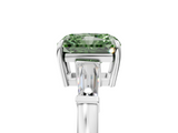 White gold Fancy Green Radiant  Cut Diamond Ring with Tapered Baguette Side Stones in Four-Prong Setting_8