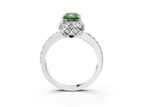 White gold Fancy Green Radiant Cut Diamond Scalloped Halo Engagement Ring with Round Shared Prong Band_16