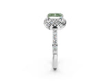 White gold Fancy Green Radiant Cut Diamond Scalloped Halo Engagement Ring with Round Shared Prong Band_21