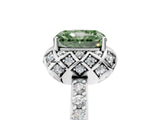 White gold Fancy Green Radiant Cut Diamond Scalloped Halo Engagement Ring with Round Shared Prong Band_42