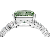White gold Fancy Green Radiant Cut Diamond Scattered Round Accent Ring with Prong Setting_16
