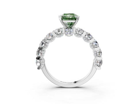 White gold Fancy Green Radiant Cut Diamond Side Stone Engagement Ring with Four-Prong Setting_27