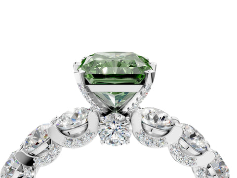 White gold Fancy Green Radiant Cut Diamond Side Stone Engagement Ring with Four-Prong Setting_28