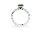 White gold Fancy Green Radiant Cut Diamond Side Stone Solitaire Ring with Round  and Four-Prong Setting_15