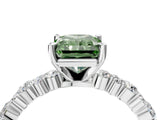 White gold Fancy Green Radiant Cut Diamond Side Stone Solitaire Ring with Round  and Four-Prong Setting_16