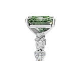 White gold Fancy Green Radiant Cut Diamond Side Stone Solitaire Ring with Round  and Four-Prong Setting_161