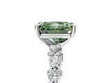 White gold Fancy Green Radiant Cut Diamond Side Stone Solitaire Ring with Round  and Four-Prong Setting_17