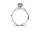 White gold Fancy Green Radiant Cut Diamond Solitaire Engagement Ring with Cathedral Setting and Four-Prong Mount_172