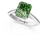White gold Fancy Green Radiant Cut Diamond Solitaire Engagement Ring with Cathedral Setting and Four-Prong Mount_27