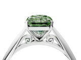 White gold Fancy Green Radiant Cut Diamond Solitaire Engagement Ring with Cathedral Setting and Four-Prong Mount_36