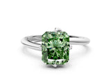 White gold Fancy Green Radiant Cut Diamond Solitaire Engagement Ring with Four-Prong Setting and Classic Band_32