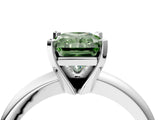 White gold Fancy Green Radiant Cut Diamond Solitaire Engagement Ring with Round Band and Four-Prong Setting_166