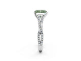 White gold Fancy Green Radiant Cut Diamond Solitaire Engagement Ring with Twisted Pavé Band and Four-Prong Setting_83