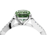 White gold Fancy Green Radiant Cut Diamond Solitaire Engagement Ring with Twisted Pavé Band and Four-Prong Setting_85