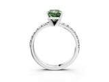 White gold Fancy Green Radiant Cut Diamond Solitaire Pavé Engagement Ring with Round Band and Prong Setting_65