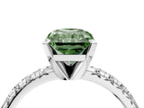 White gold Fancy Green Radiant Cut Diamond Solitaire Pavé Engagement Ring with Round Band and Prong Setting_66
