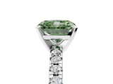 White gold Fancy Green Radiant Cut Diamond Solitaire Pavé Engagement Ring with Round Band and Prong Setting_67