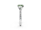 White gold Fancy Green Radiant Cut Diamond Solitaire Pavé Engagement Ring with Round Band and Prong Setting_70