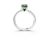 White gold Fancy Green Radiant Cut Diamond Solitaire Pavé Engagement Ring with Round Band and Prong Setting_71