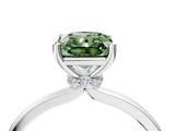 White gold Fancy Green Radiant Cut Diamond Solitaire Ring with Classic Band and Four-Prong Setting_4