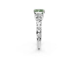 White gold Fancy Green Radiant Cut Diamond Solitaire Ring with Filigree Band and Four-Prong Setting_81