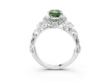 White gold Fancy Green Radiant Cut Diamond Solitaire Ring with Filigree Band and Four-Prong Setting_82