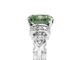 White gold Fancy Green Radiant Cut Diamond Solitaire Ring with Filigree Band and Four-Prong Setting_84