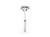 White gold Fancy Green Radiant Cut Diamond Solitaire Ring with Flower Prong Setting and Classic Band_147