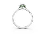 White gold Fancy Green Radiant Cut Diamond Solitaire Ring with Flower Prong Setting and Classic Band_148