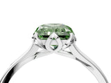White gold Fancy Green Radiant Cut Diamond Solitaire Ring with Flower Prong Setting and Classic Band_155