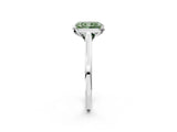 White gold Fancy Green Radiant Cut Diamond Solitaire Ring with Flower Prong Setting and Classic Band_159