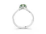 White gold Fancy Green Radiant Cut Diamond Solitaire Ring with Flower Prong Setting and Classic Band_160
