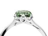 White gold Fancy Green Radiant Cut Diamond Solitaire Ring with Flower Prong Setting and Classic Band_161