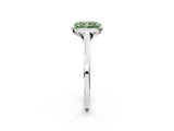 White gold Fancy Green Radiant Cut Diamond Solitaire Ring with Flower Prong Setting and Classic Band_25