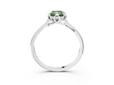 White gold Fancy Green Radiant Cut Diamond Solitaire Ring with Flower Prong Setting and Classic Band_26