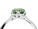White gold Fancy Green Radiant Cut Diamond Solitaire Ring with Flower Prong Setting and Classic Band_27