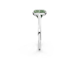 White gold Fancy Green Radiant Cut Diamond Solitaire Ring with Flower Prong Setting and Classic Band_29