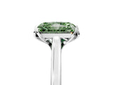 White gold Fancy Green Radiant Cut Diamond Solitaire Ring with Flower Prong Setting and Classic Band_30