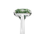 White gold Fancy Green Radiant Cut Diamond Solitaire Ring with Flower Prong Setting and Classic Band_5