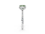 White gold Fancy Green Radiant Cut Diamond Solitaire Ring with Four-Prong Setting and Pavé Band_5
