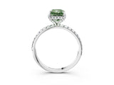 White gold Fancy Green Radiant Cut Diamond Solitaire Ring with Four-Prong Setting and Pavé Band_6