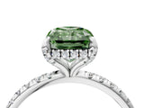 White gold Fancy Green Radiant Cut Diamond Solitaire Ring with Four-Prong Setting and Pavé Band_7
