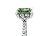 White gold Fancy Green Radiant Cut Diamond Solitaire Ring with Four-Prong Setting and Pavé Band_8