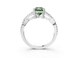 White gold Fancy Green Radiant Cut Diamond Solitaire Ring with Four-Prong Setting and Twisted Pavé Band_62