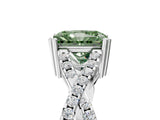 White gold Fancy Green Radiant Cut Diamond Solitaire Ring with Four-Prong Setting and Twisted Pavé Band_65