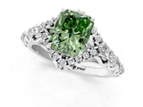 White gold Fancy Green Radiant Cut Diamond Solitaire Ring with Hidden Halo and Pavé Band_40